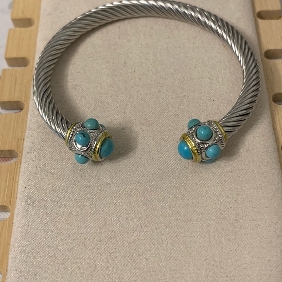 Jewelry - Silver and Turquoise Bangle Bracelet
